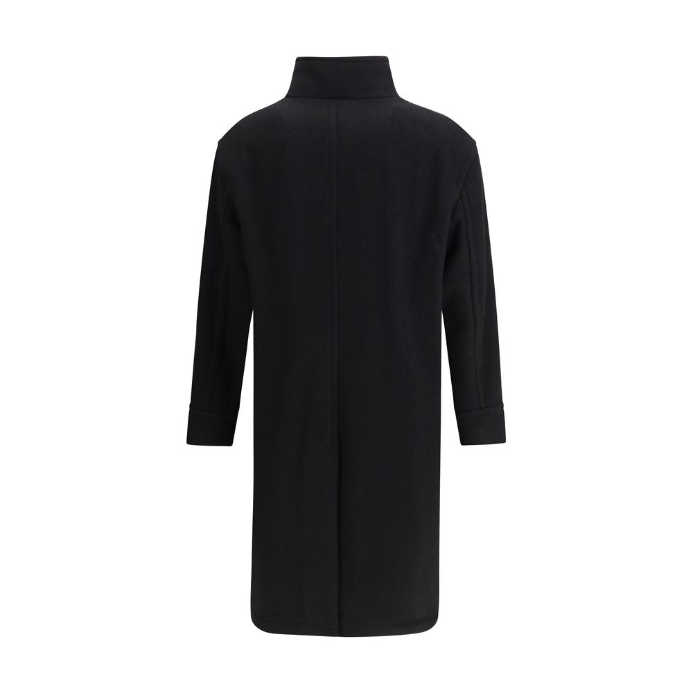 Black Fleece Wool Coat