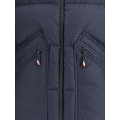 Blue Polyester Full-Length Jacket