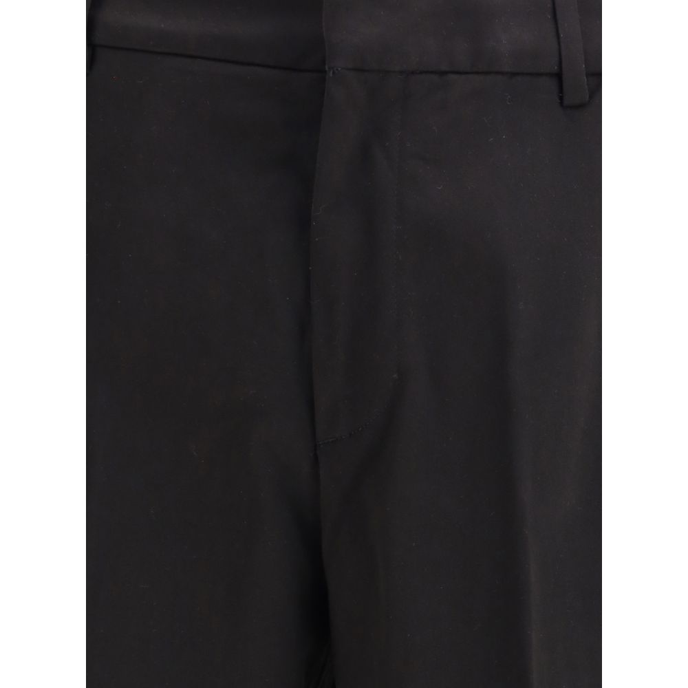 Black Cotton Casual Pants