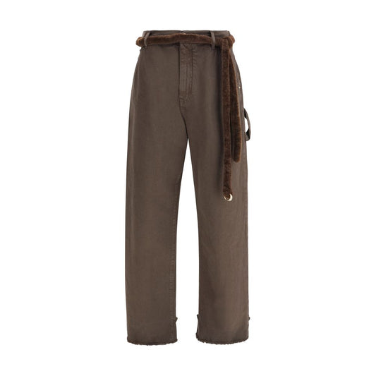 Brown Cotton Casual Pants