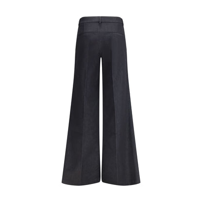 Black Polyester Flared Pants
