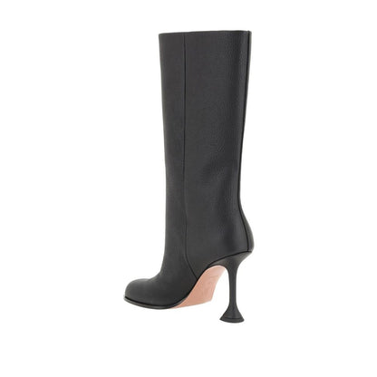 Black Calfskin High Heel Boots