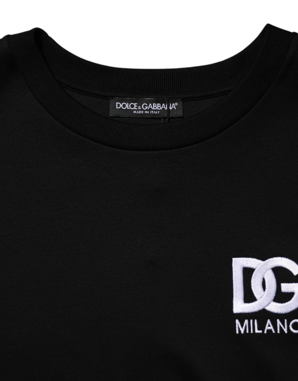 Black Cotton DG Logo Embroidery Top  T-shirt