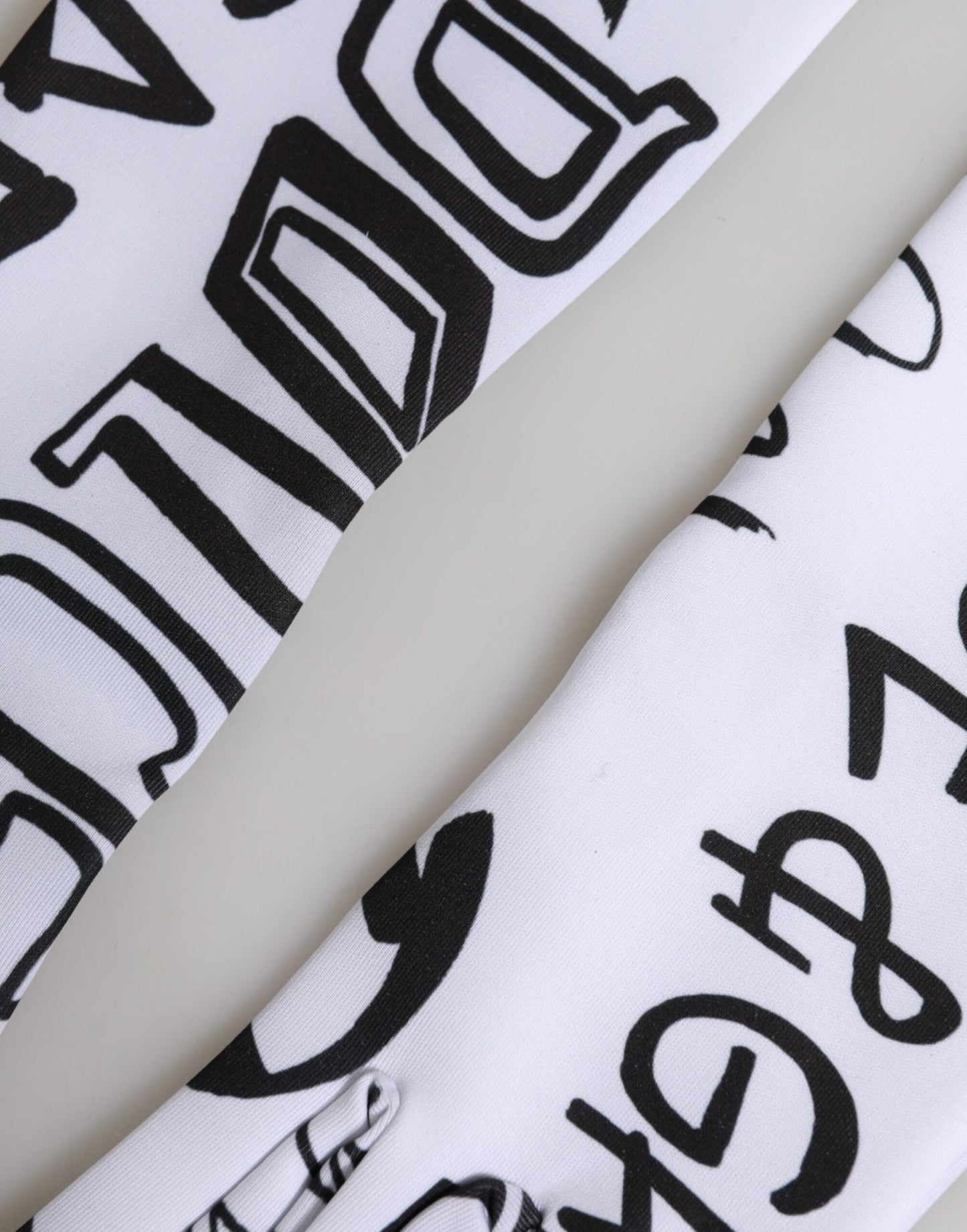 Black White DG Logo Elbow Length Mitten  Gloves