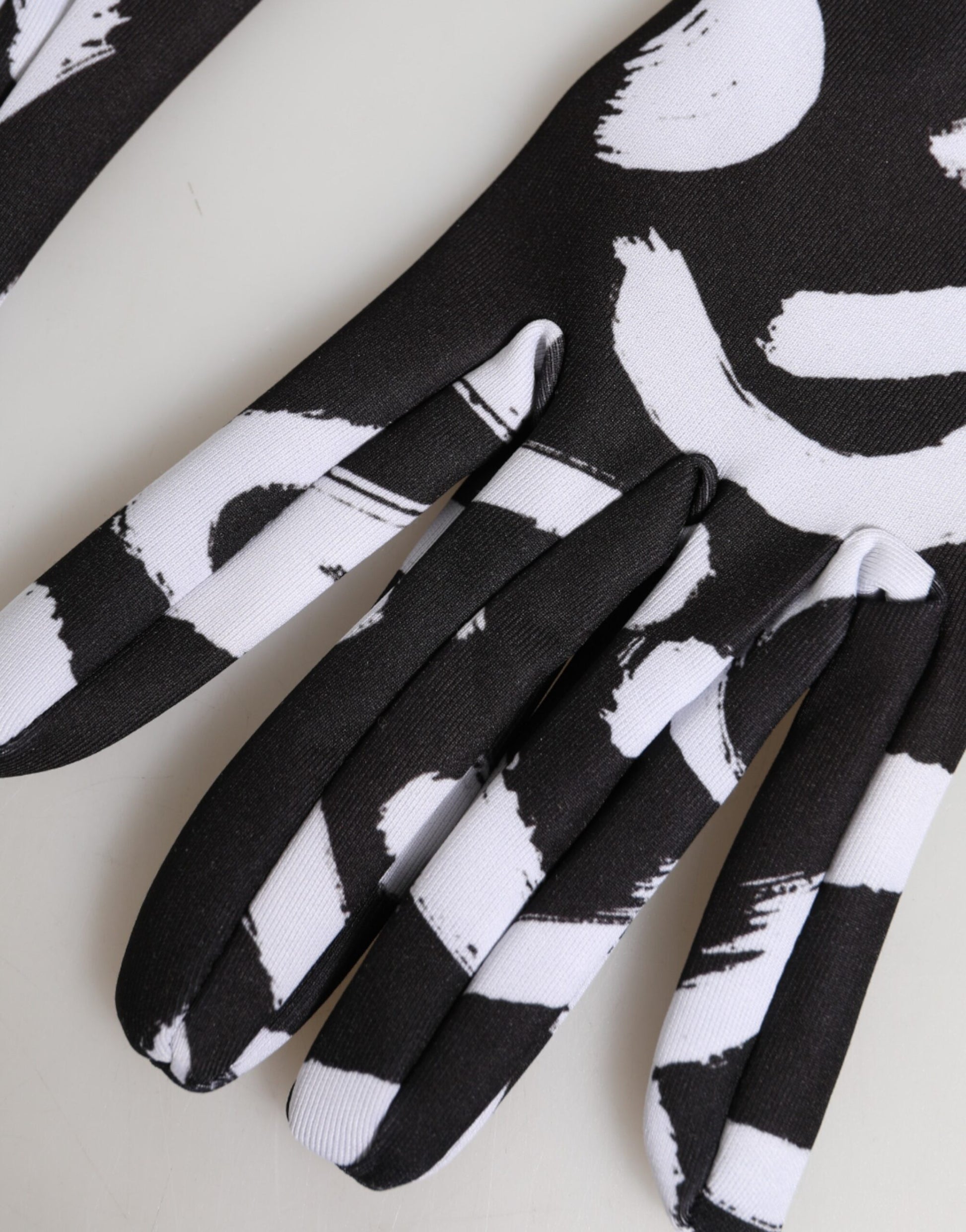 Black White DG Logo Elbow Length Mitten Gloves