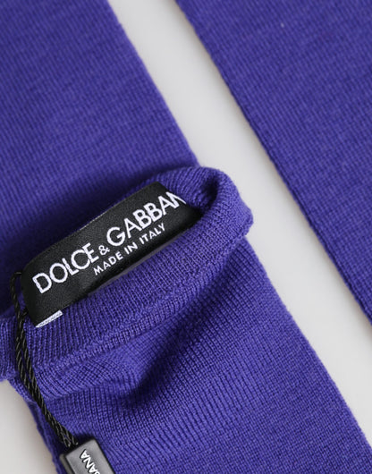 Violet Wool Fingerless Elbow Length Mitten Gloves