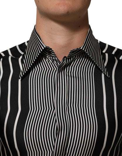 Black White Stripes Men MARTINI Dress Shirt