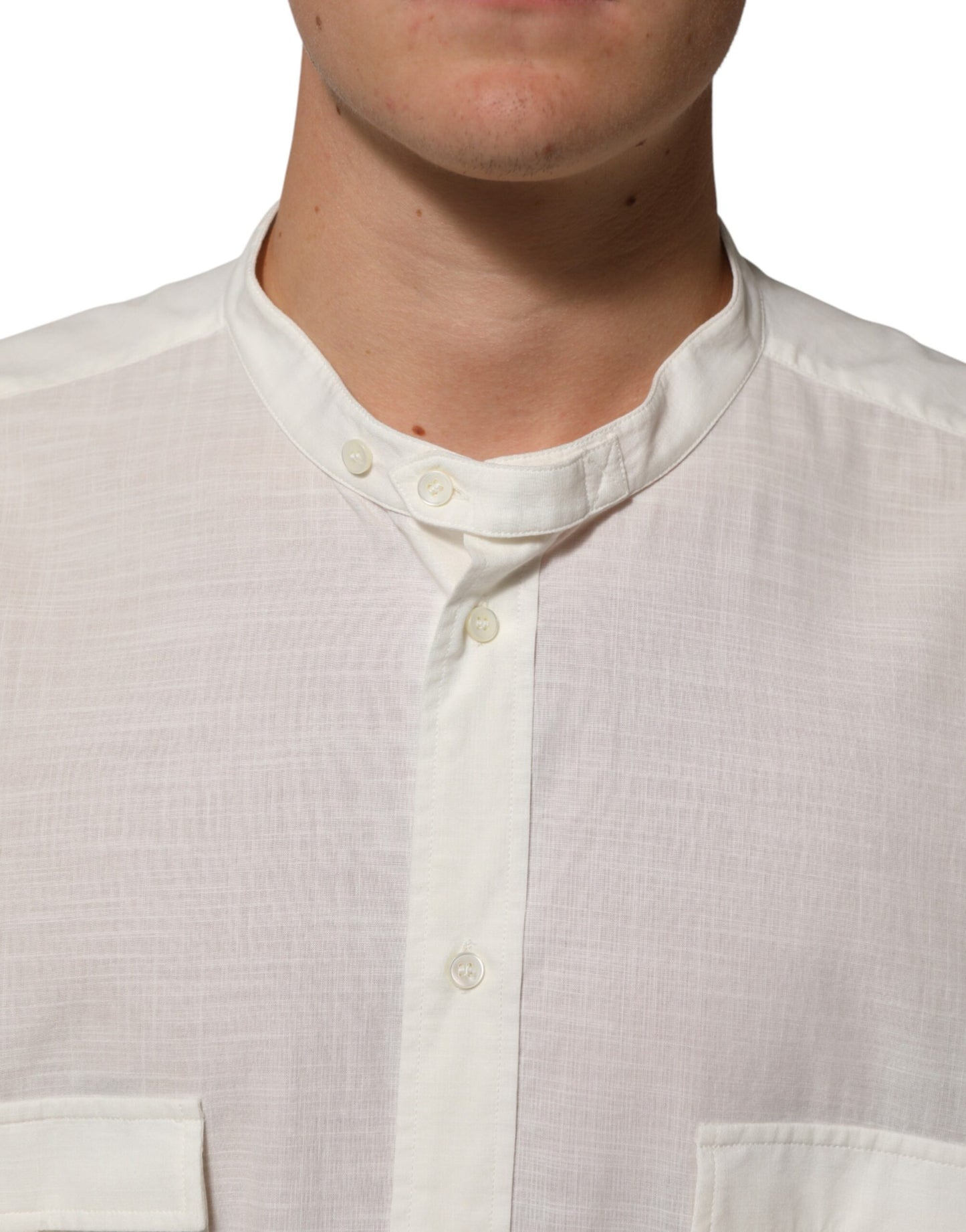 White Cotton Floral Print Button Down Shirt