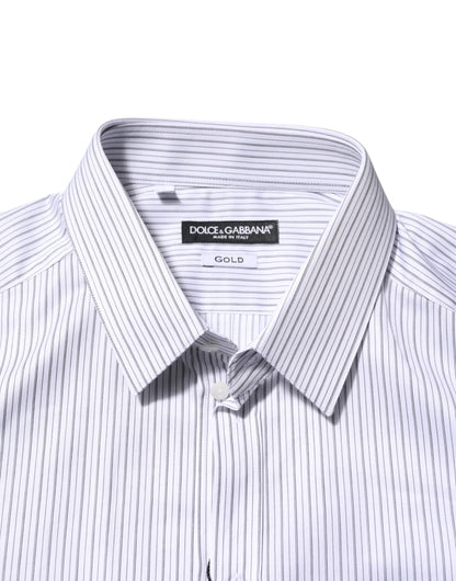 White Stripes Long Sleeves GOLD Dress Shirt