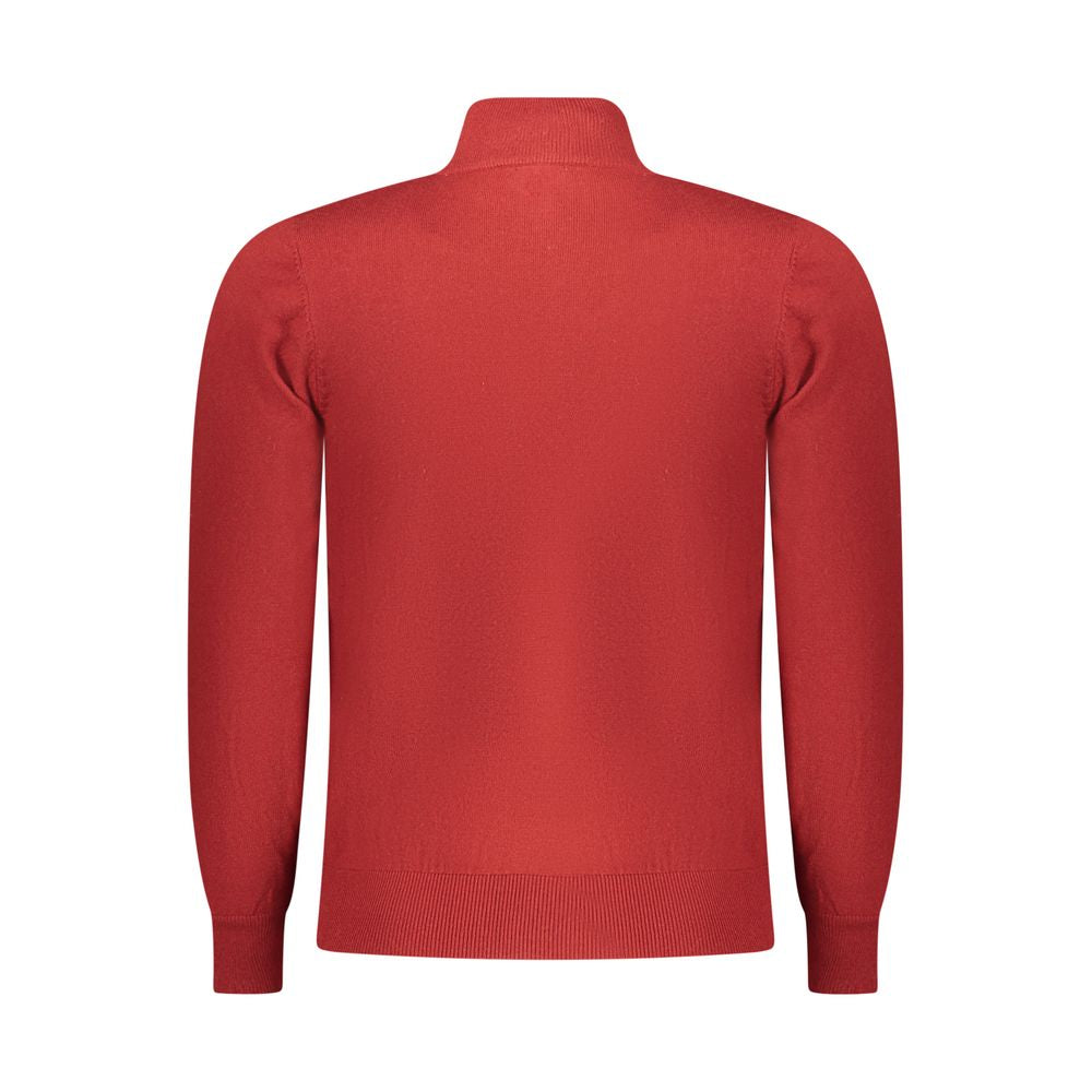 Red Polyester Men Sweater