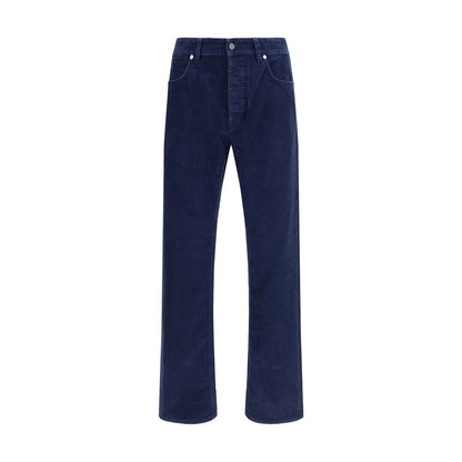 Blue Cotton Straight-Leg Jeans