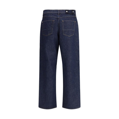 Blue Cotton Straight-Leg Jeans