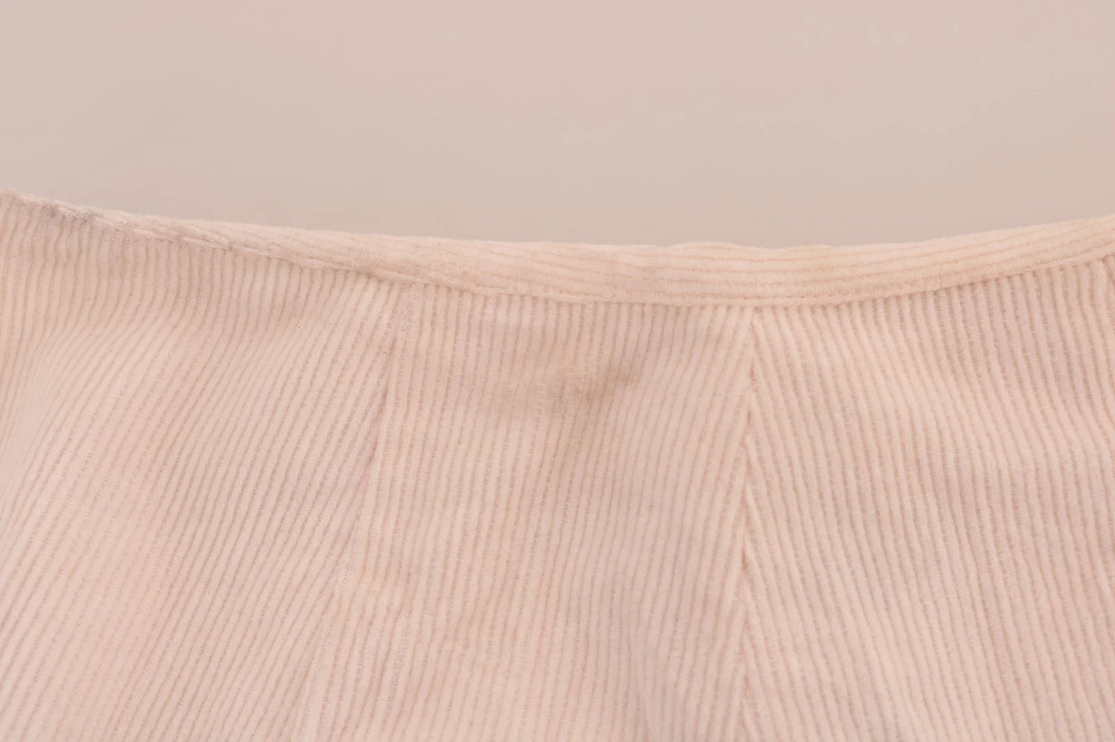 Beige Cotton Stretch Straight Trousers Pants