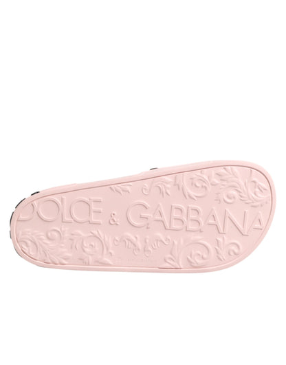 Pink Rubber Slides Sandals Beachwear Shoes