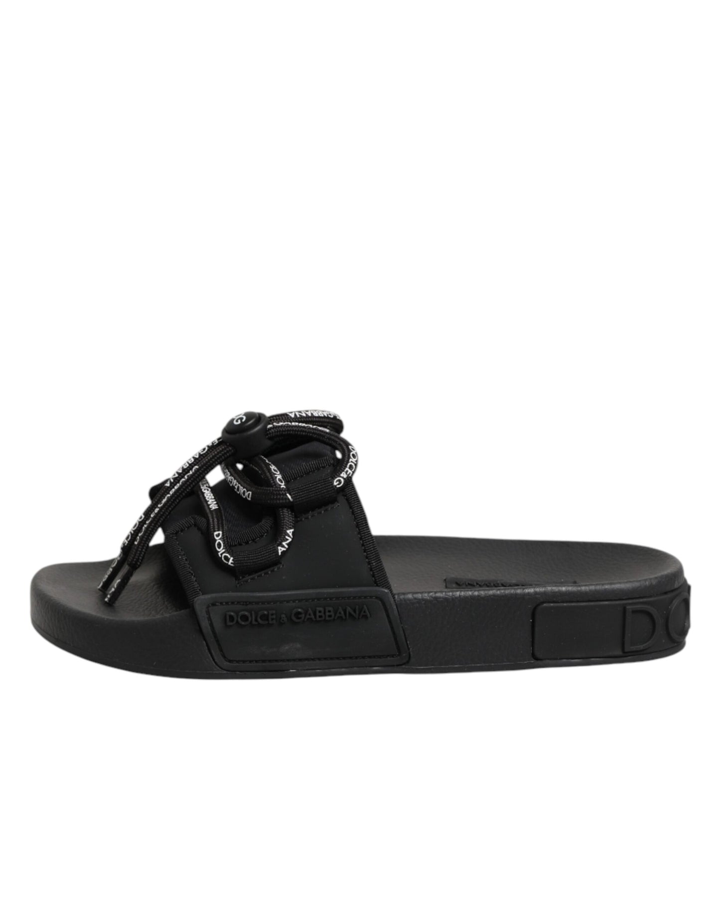Black logo print Slides Beachwear Shoes