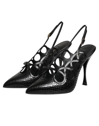 Leather High Heels Slingback Shoes