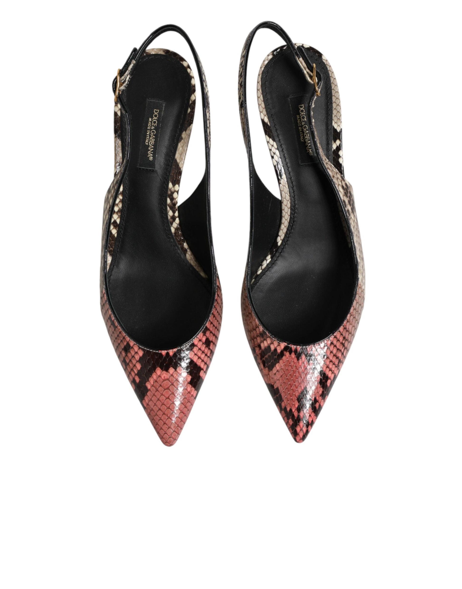 Multicolor Leather Heels Slingback Shoes