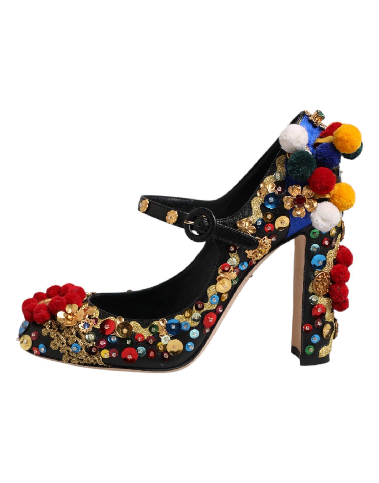 Black Gold Embellished MARY JANES Pumps  Shoes
