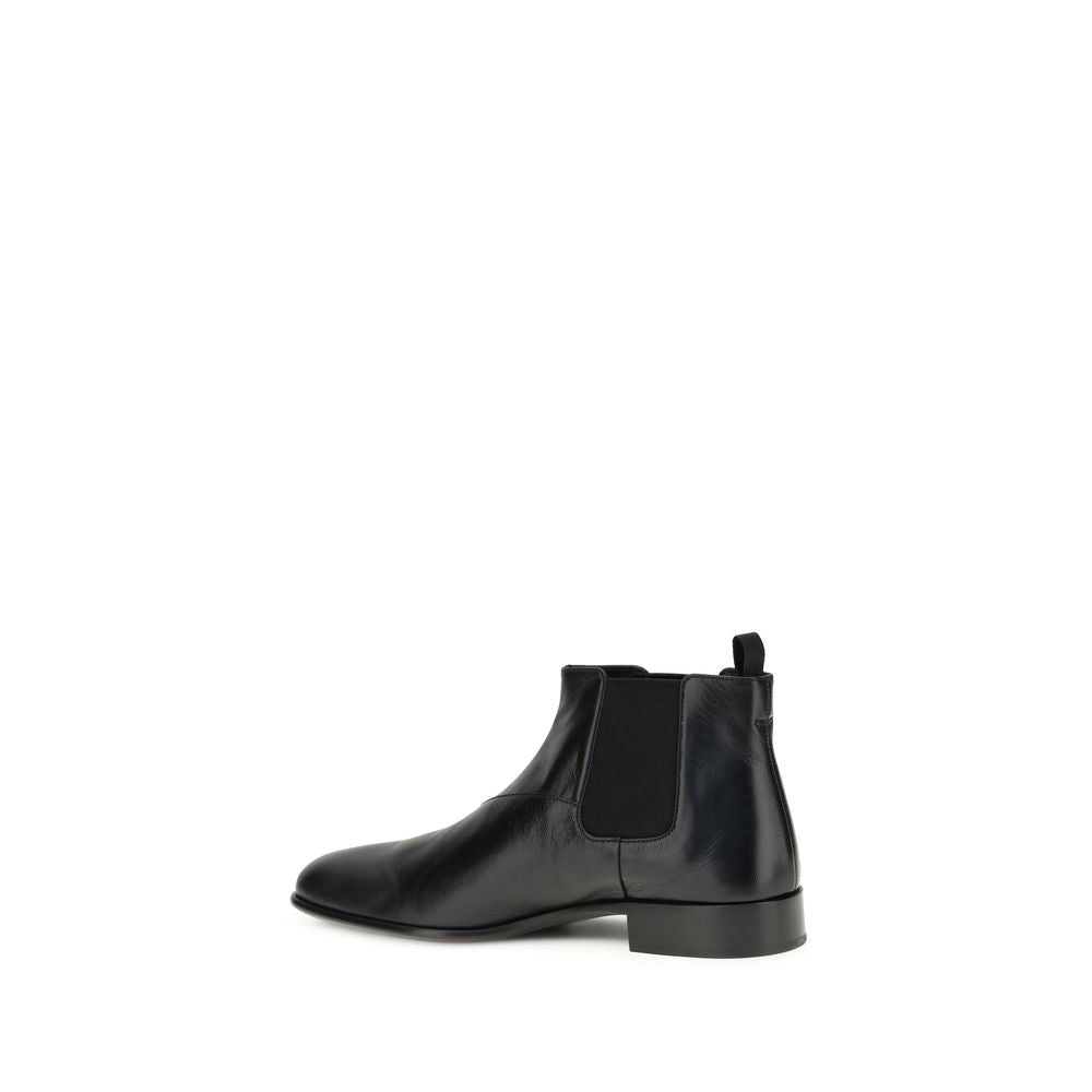 Black Calf Leather Bos Taurus Ankle Boots
