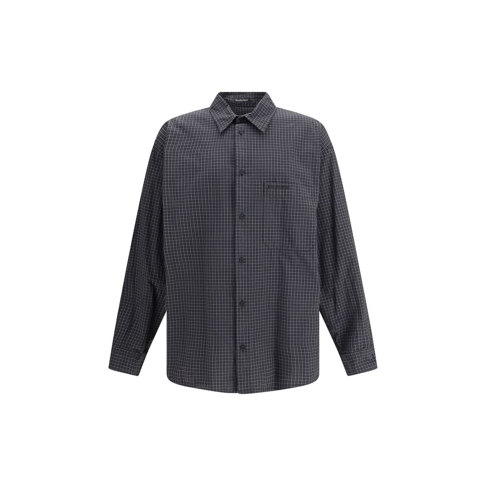 Black Wool Pattern Shirt
