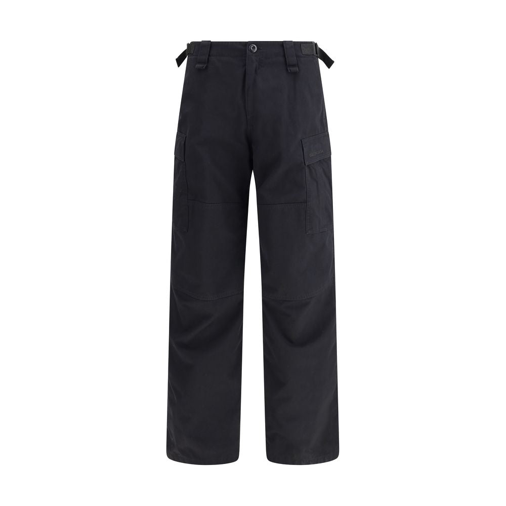 Black Cotton Cargo Pants