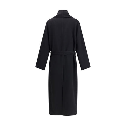 Black Fleece Wool Coat