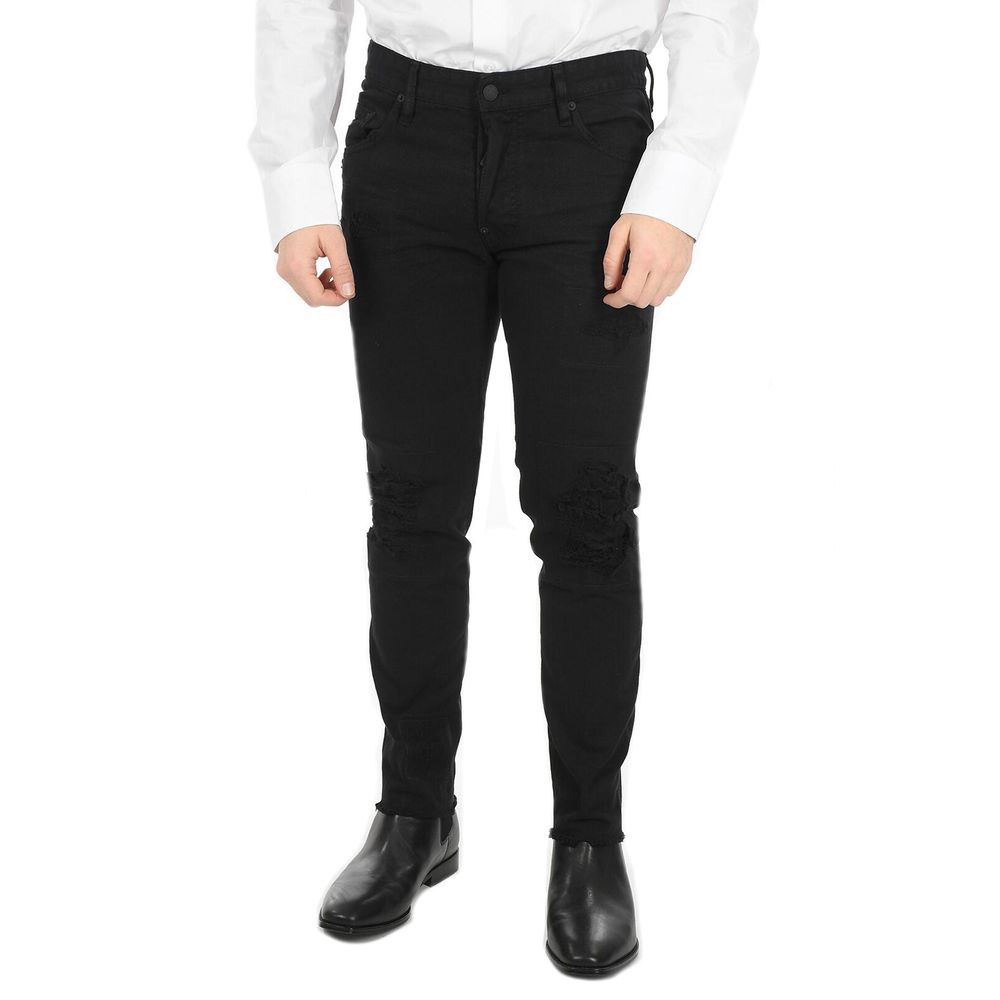 Black Cotton Skinny Jeans