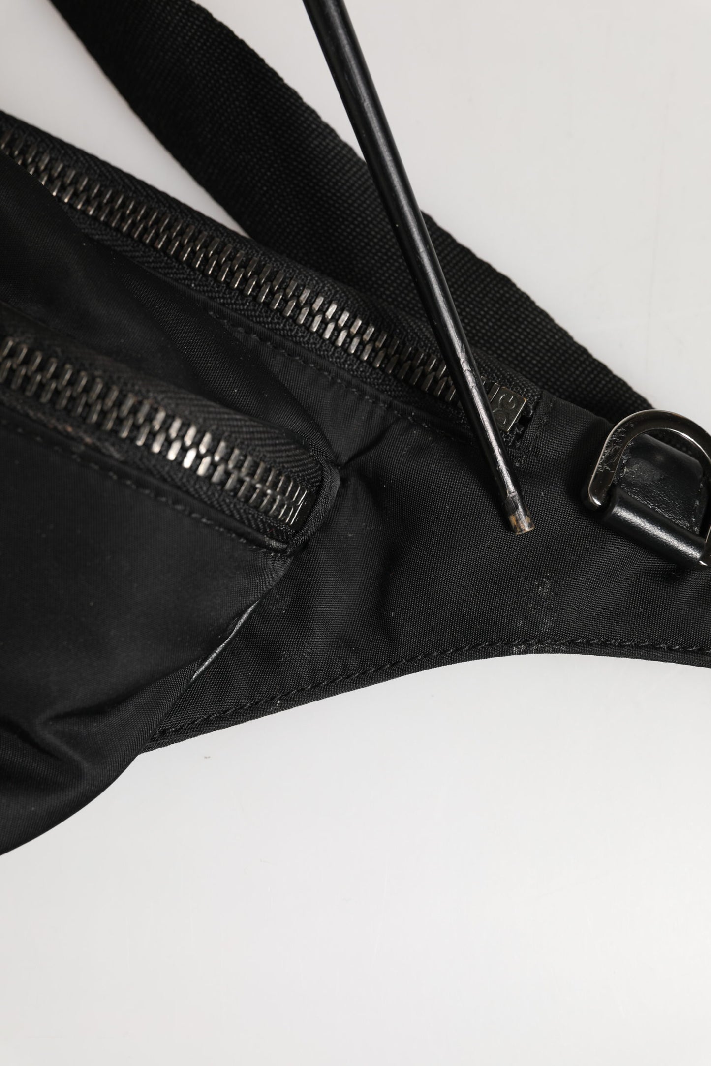 Black Logo Tape Print Waist Fanny Pack Men's Borse Bag