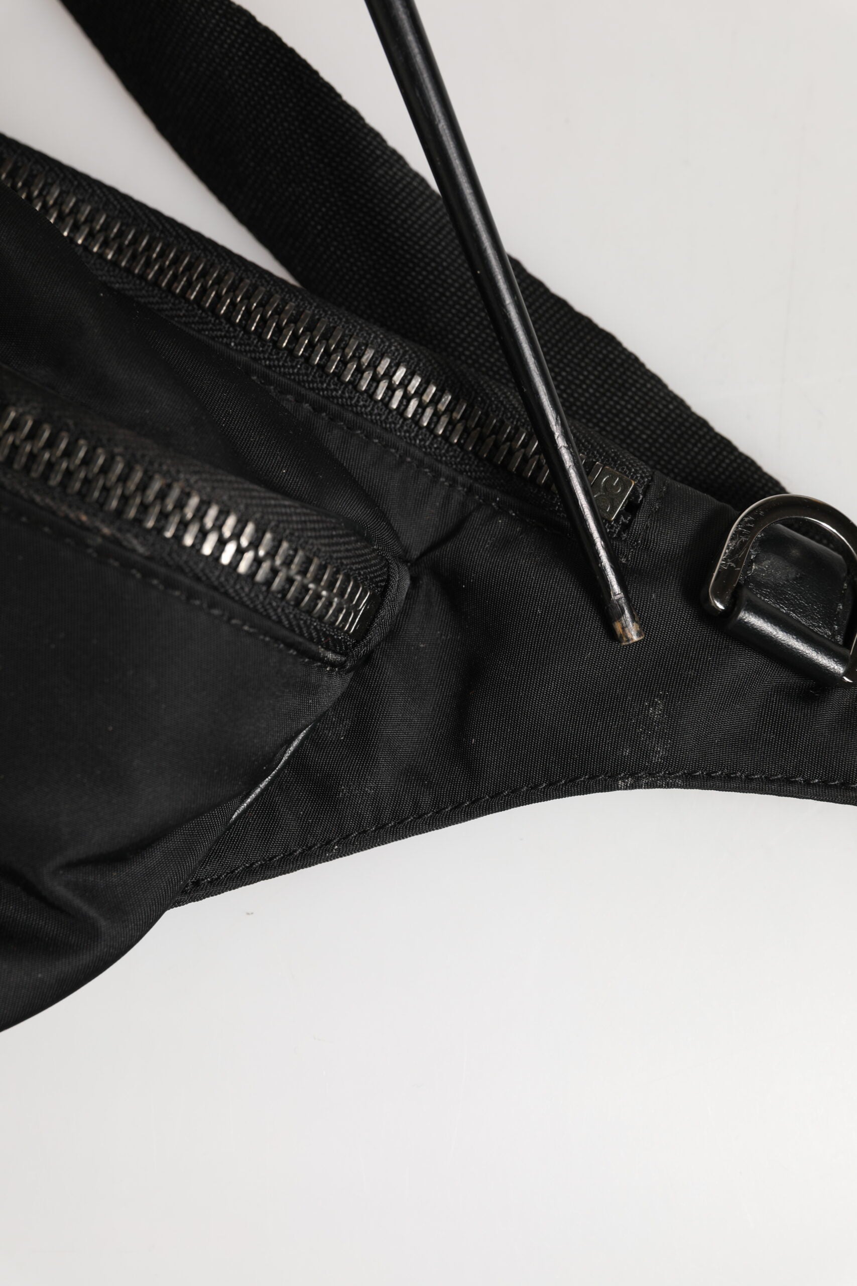 Black Logo Tape Print Waist Fanny Pack Men's Borse Bag