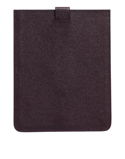 Dark Brown Leather Logo Plaque Cover Sleeve Tablet Case