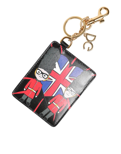 Black Leather #DGLovesLondon Cardholder Coin Case Keyring
