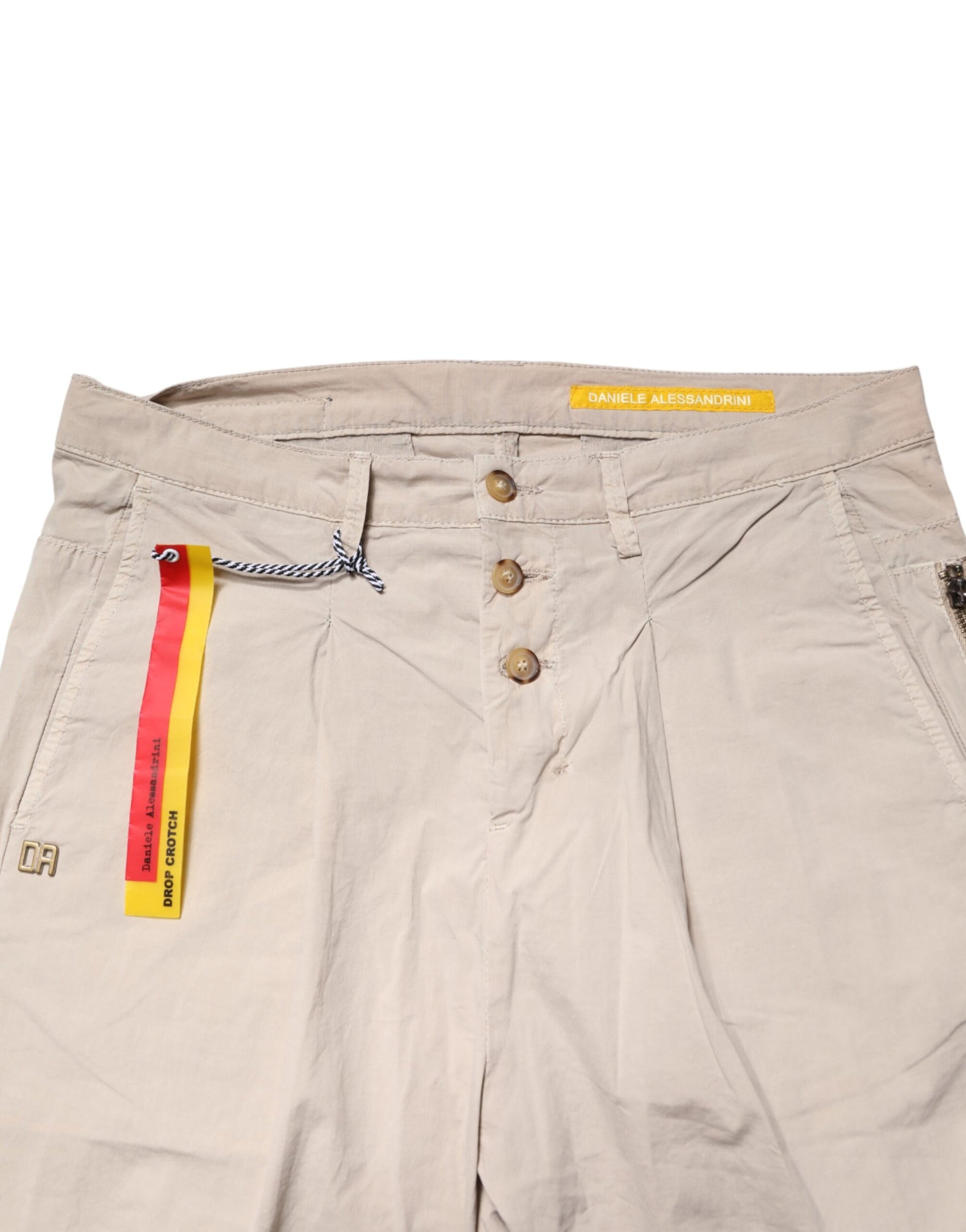Beige Cotton Stretch Slim Fit Denim Jeans