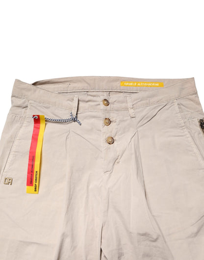 Beige Cotton Stretch Slim Fit Denim Jeans