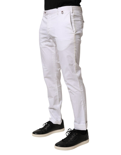 White Cotton Skinny Fit Mid Waist Denim Trouser Jeans