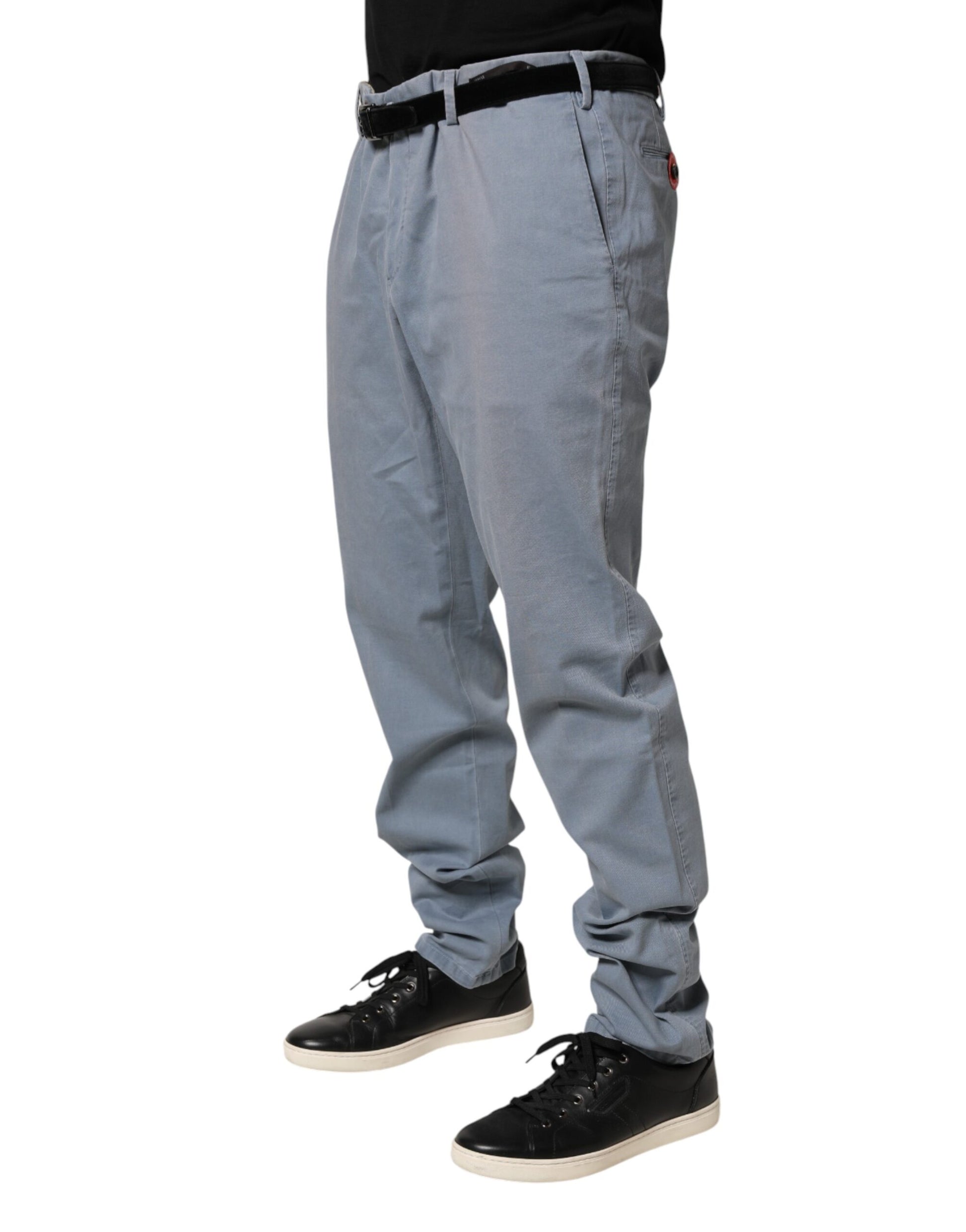 Blue Men Chino Mid Waist Tapered Fit Trouser Pants