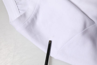 White Printed Cotton Stretch Crew Neck T-shirt