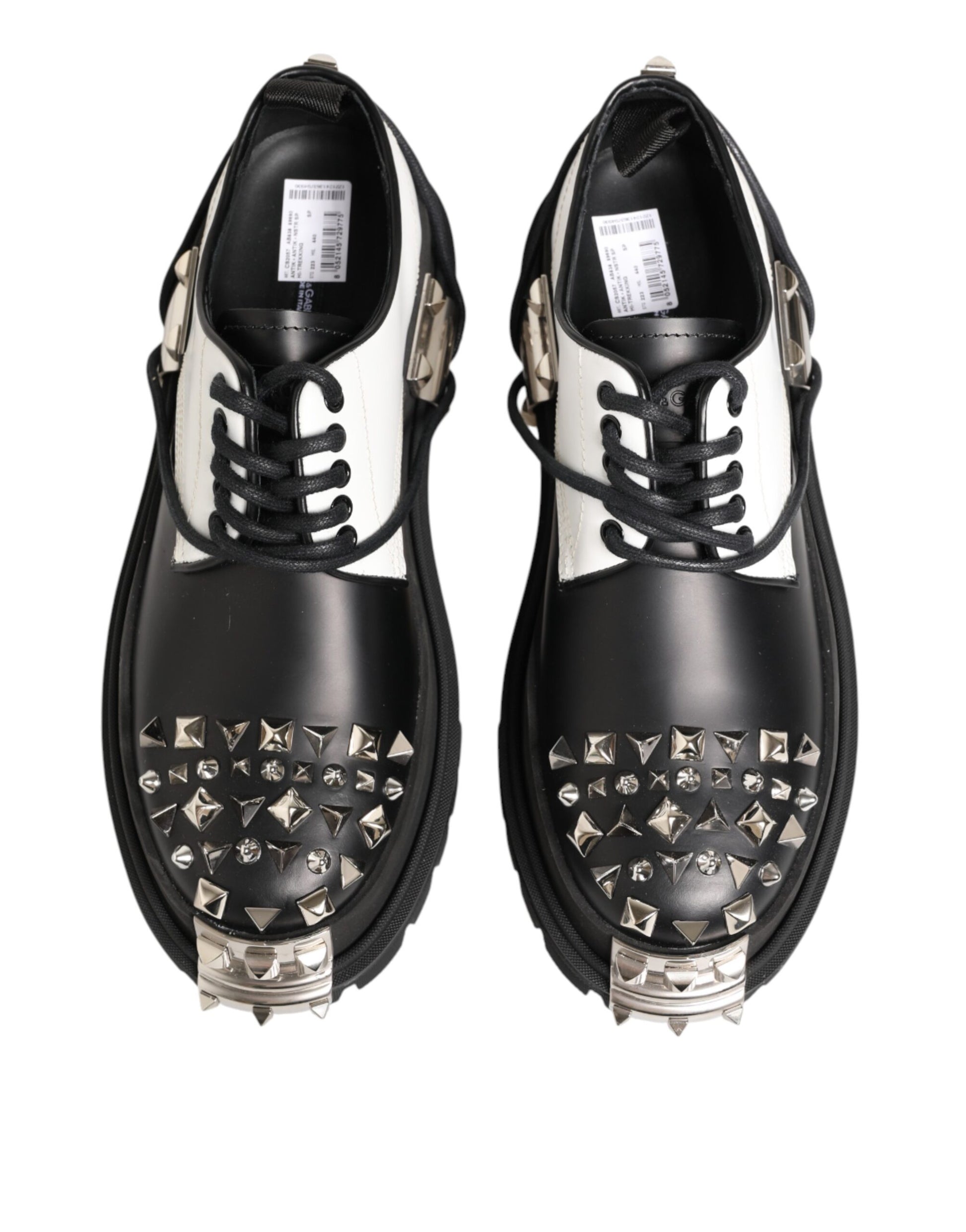 Black White Studded Men Formal Derby Shoes