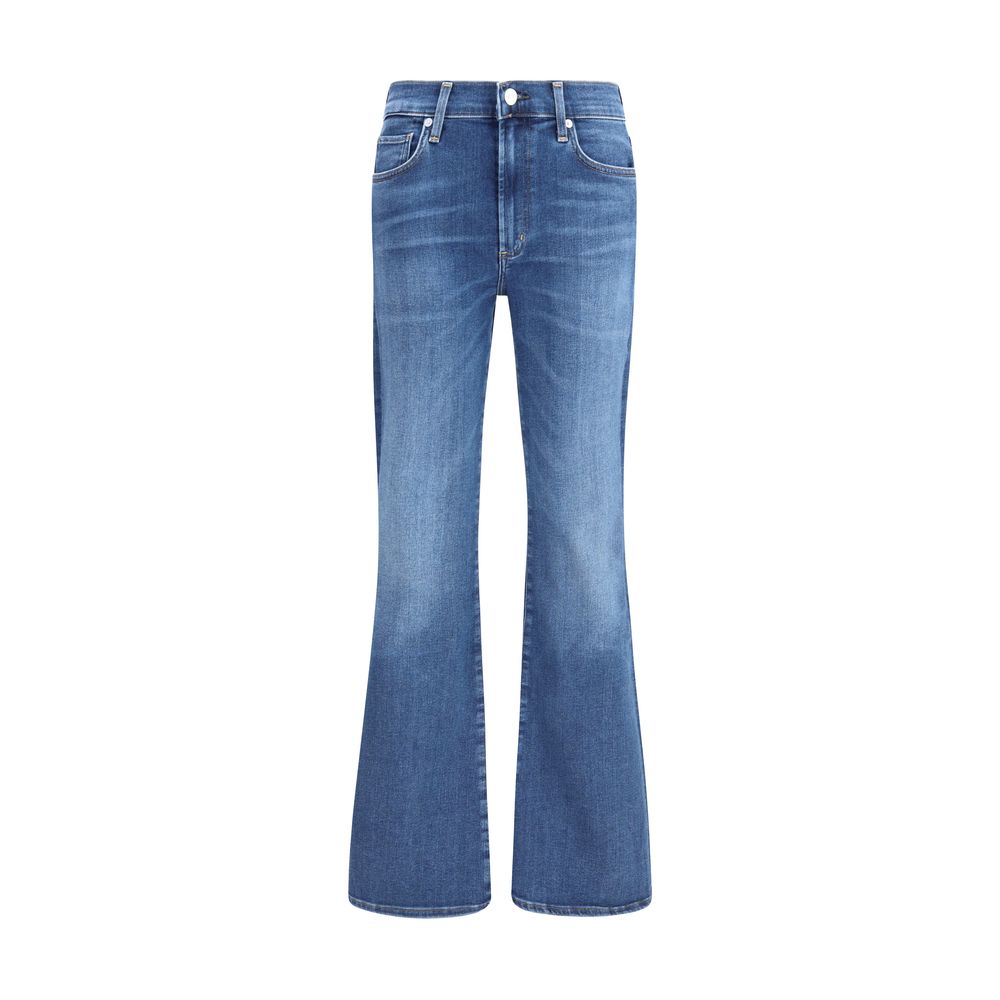 Blue Cotton Flared Jeans