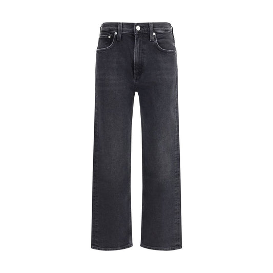 Blue Cotton Straight-Leg Jeans