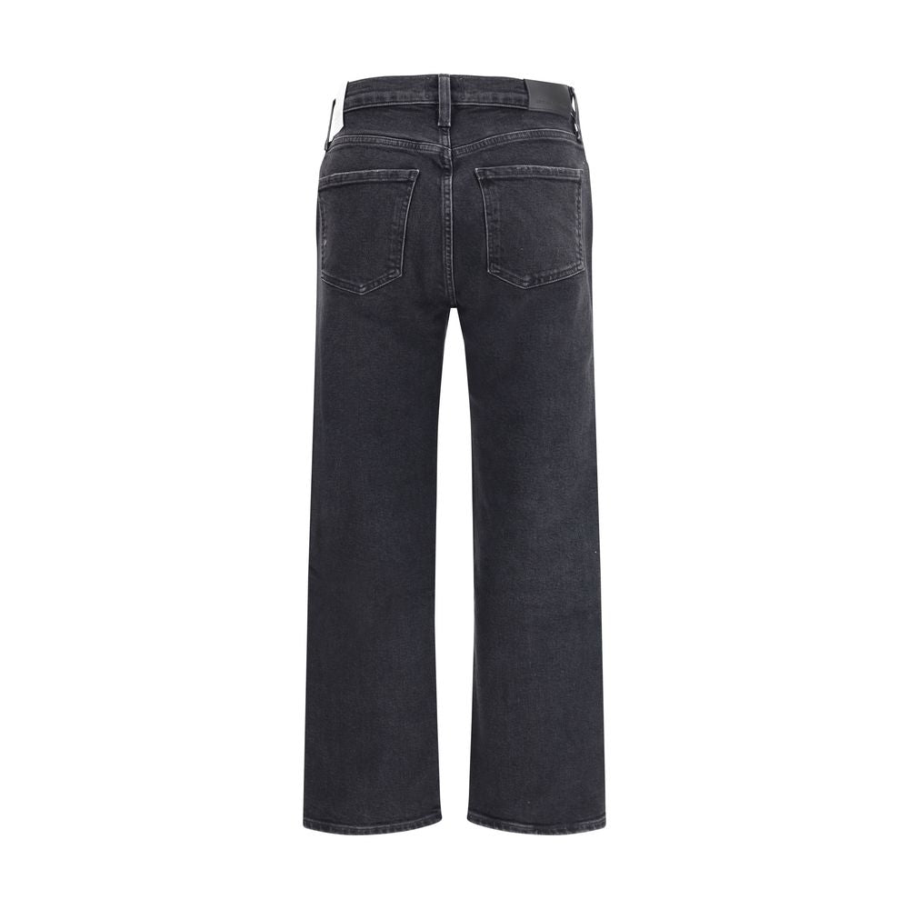 Blue Cotton Straight-Leg Jeans