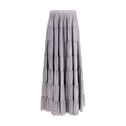 Gray Silk Long Skirt