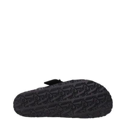 Black Leather Slippers
