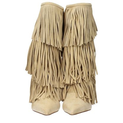 Beige Leather Boots
