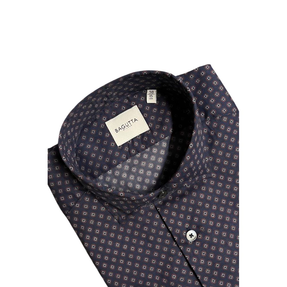 Blue Cotton Men's Slim Fit Shirt