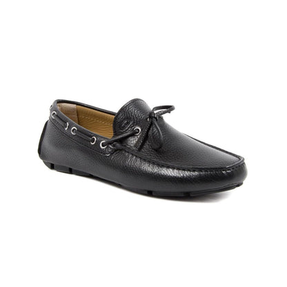 Black Leather Slip-On Loafers