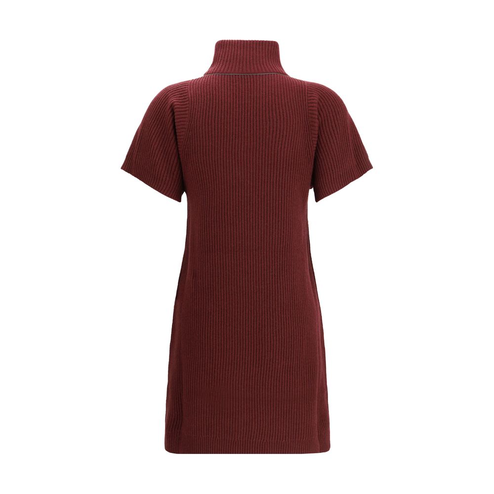 Bordeaux Fleece Wool Casual Dress