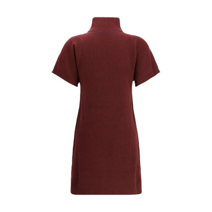 Bordeaux Fleece Wool Casual Dress