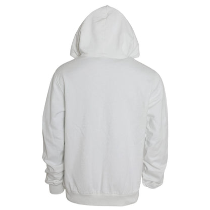 White Cotton Hooded Pullover Sweatshirt Men