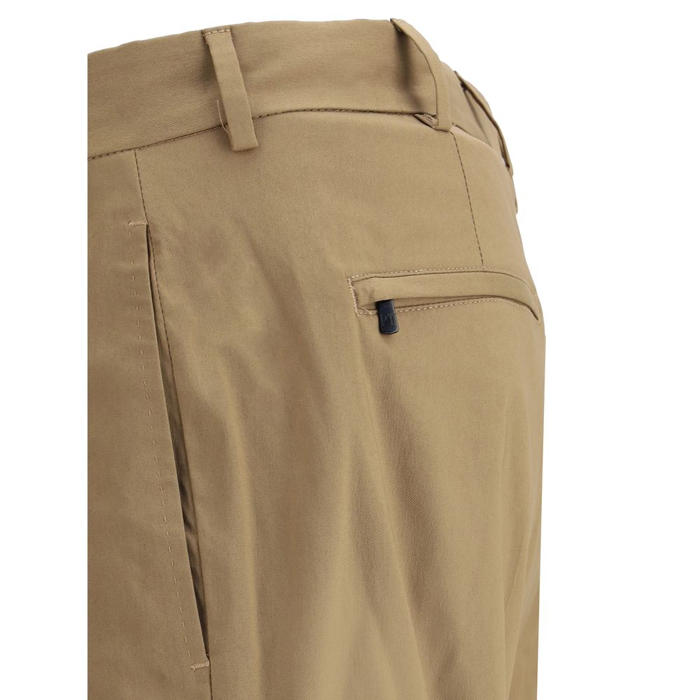 Brown Cotton Casual Pants