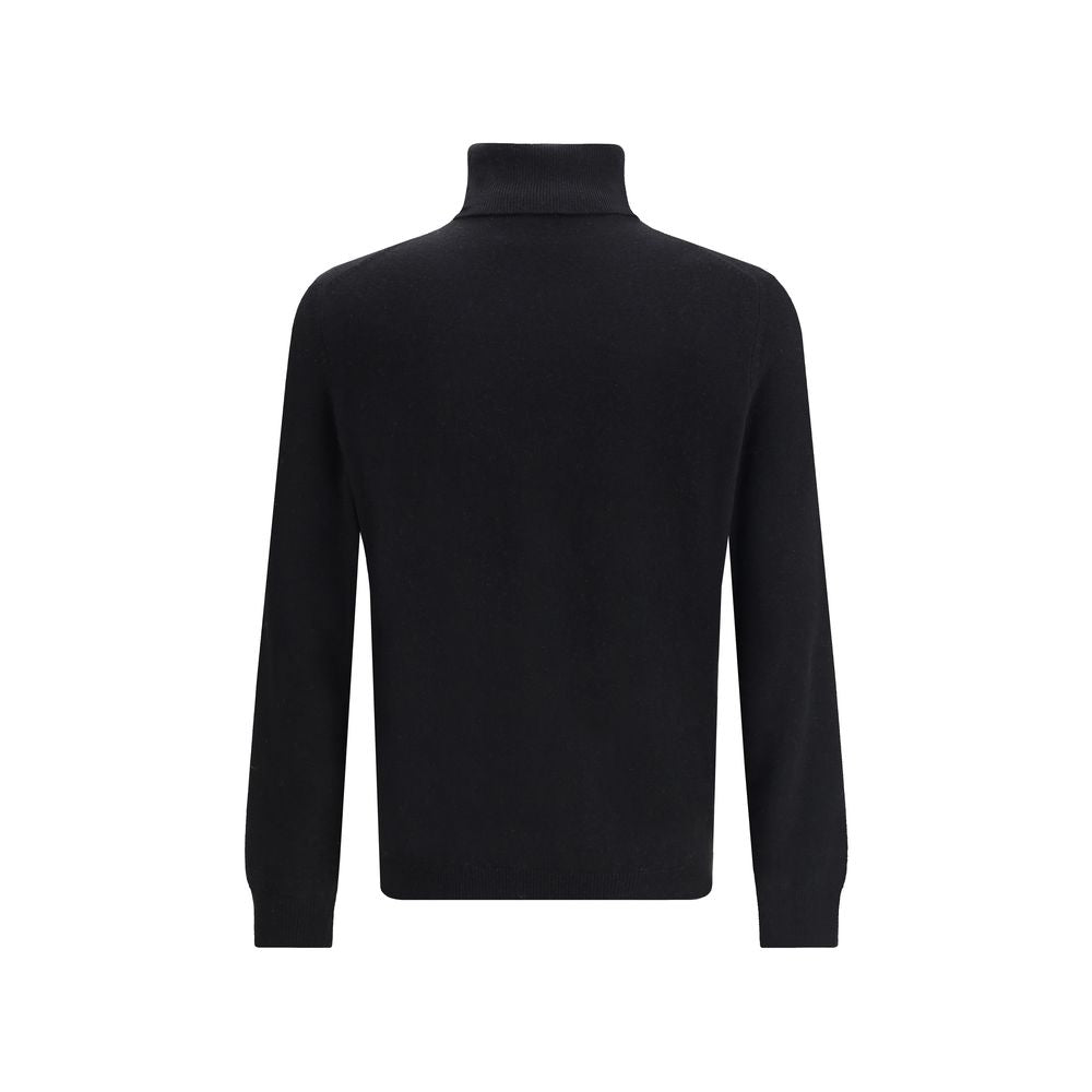 Black Merino Wool Turtleneck
